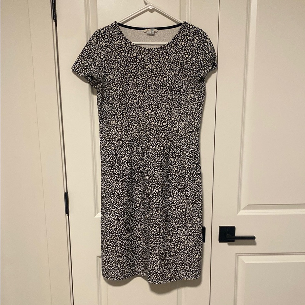 Boden Black and White Sheath Midi Dress with Pockets